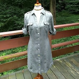 Malvin Linen Shirt Dress in Olive